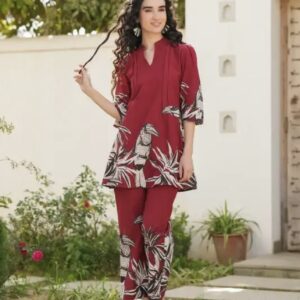 scarlet glow printed cotton co ord set