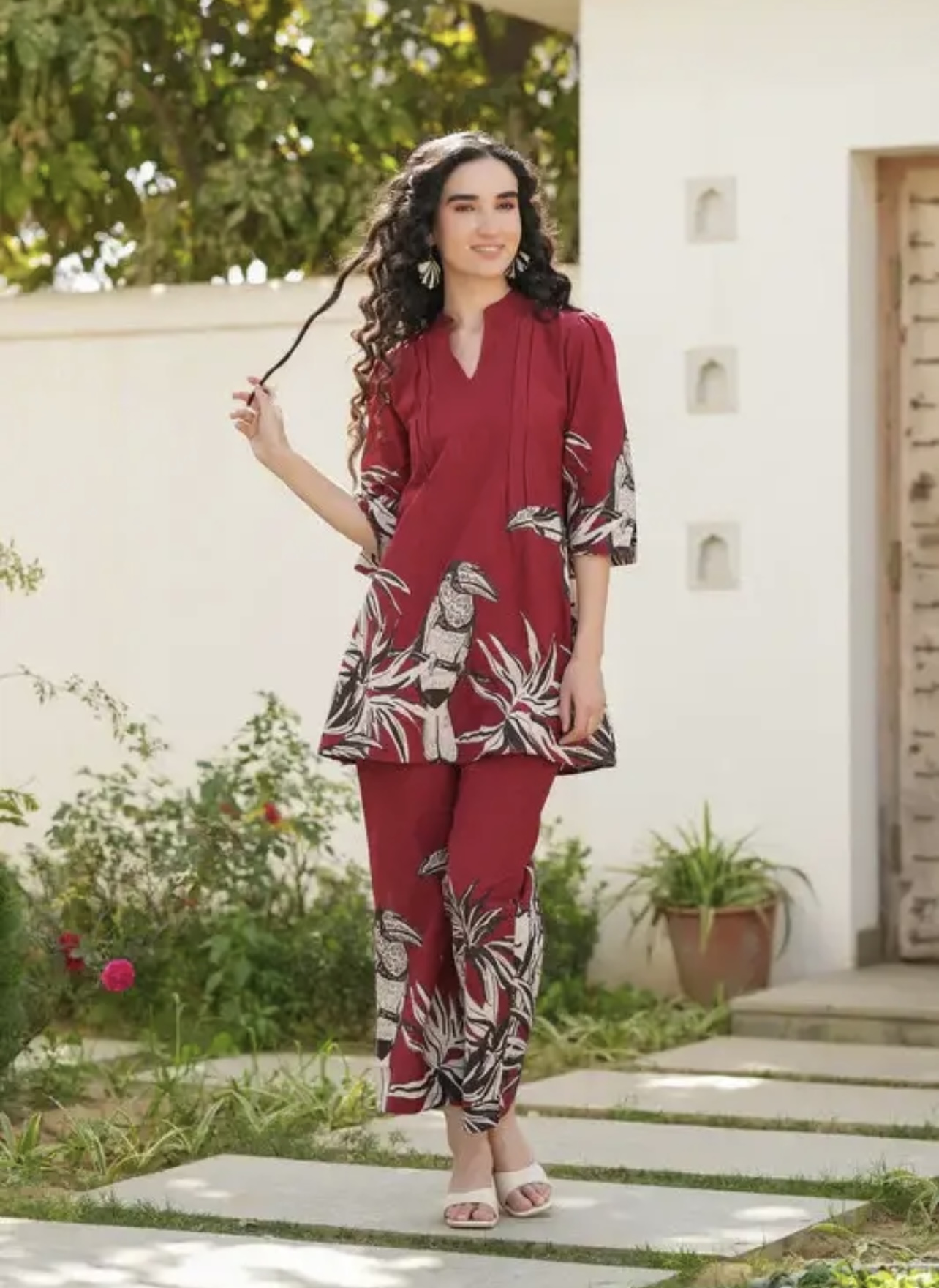 scarlet glow printed cotton co ord set scarlet glow printed cotton co ord set