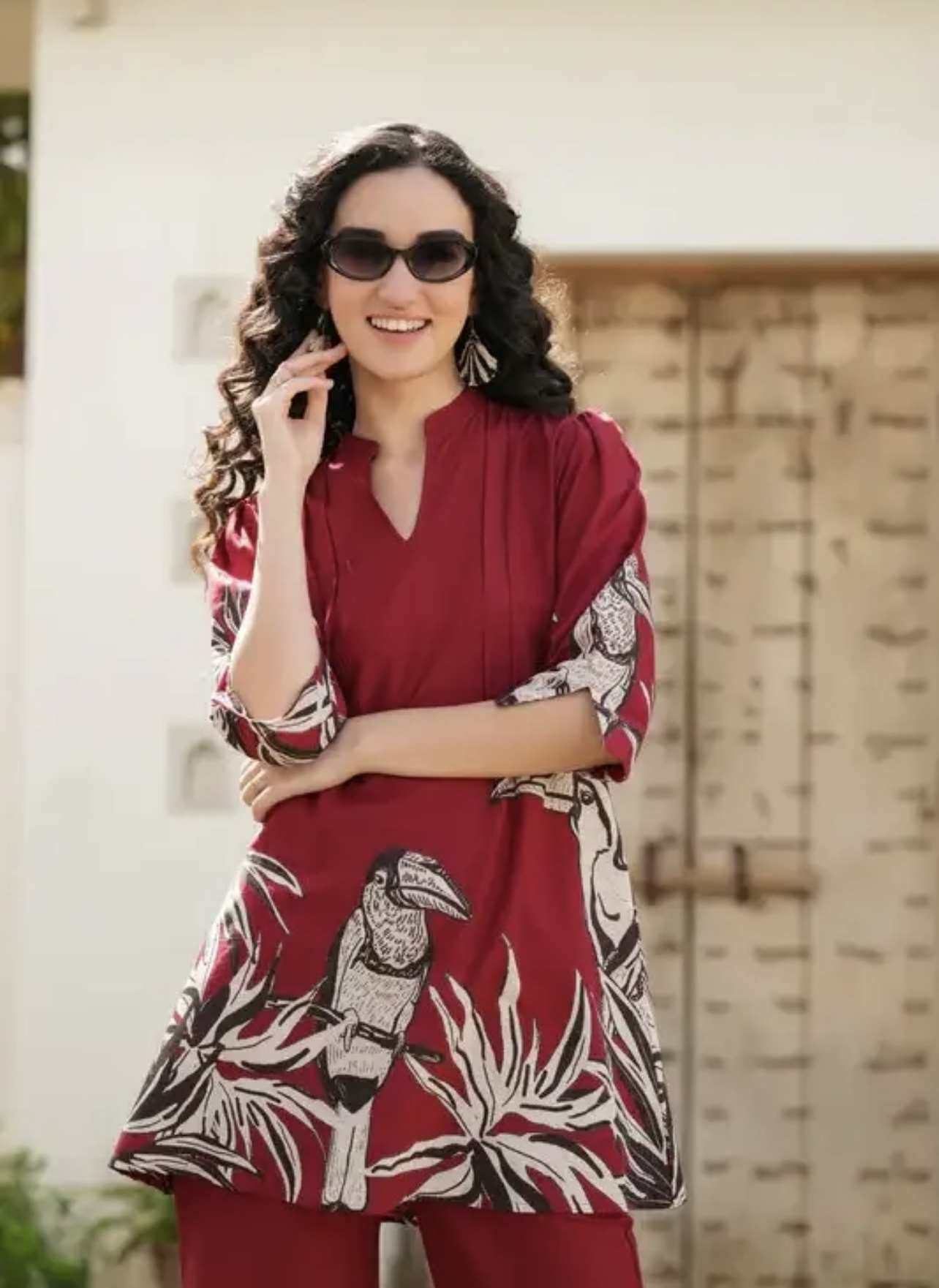 scarlet glow printed cotton co ord set scarlet glow printed cotton co ord set