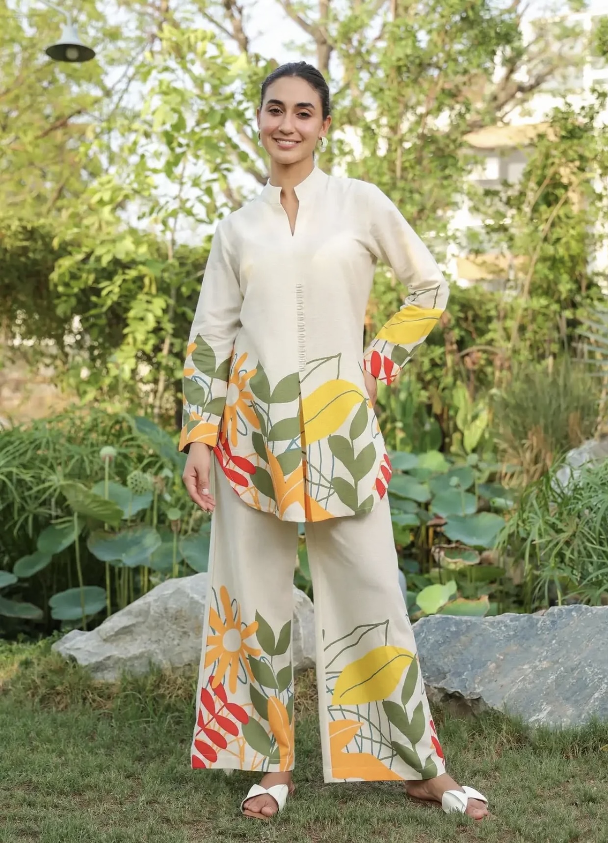 summer bloom printed cotton flex co ord set summer bloom printed cotton flex co ord set