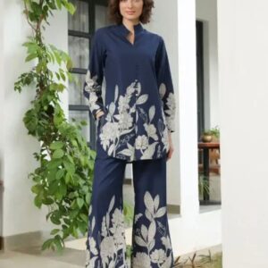 Bloom Delight Blue Cotton Co-ord Set.