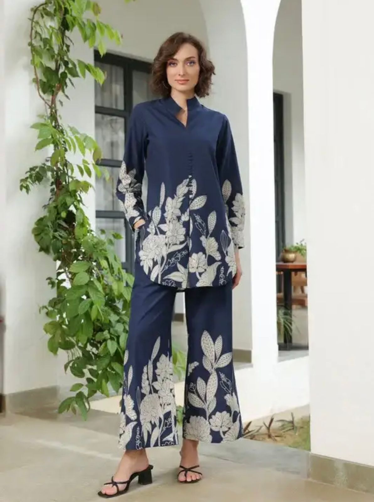 Bloom Delight Blue Cotton Co-ord Set.