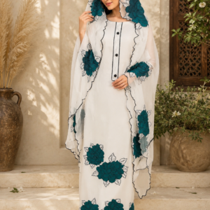 teal blossom georgette elegance suit