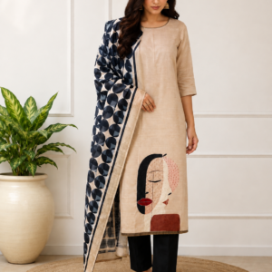 khadi silk abstract muse unstitched suit set