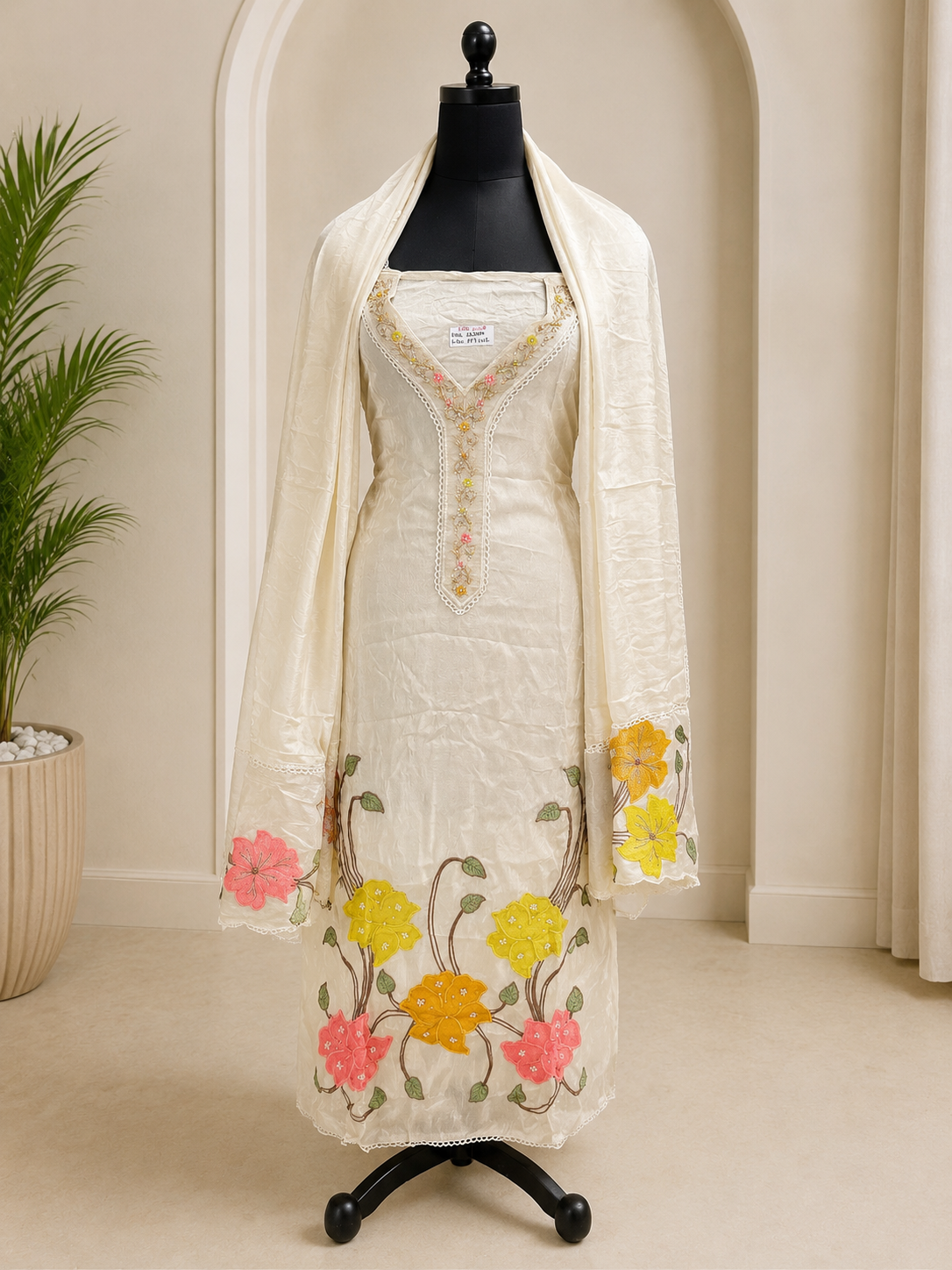 ivory blossom embroidered unstitched suit ivory blossom embroidered unstitched suit