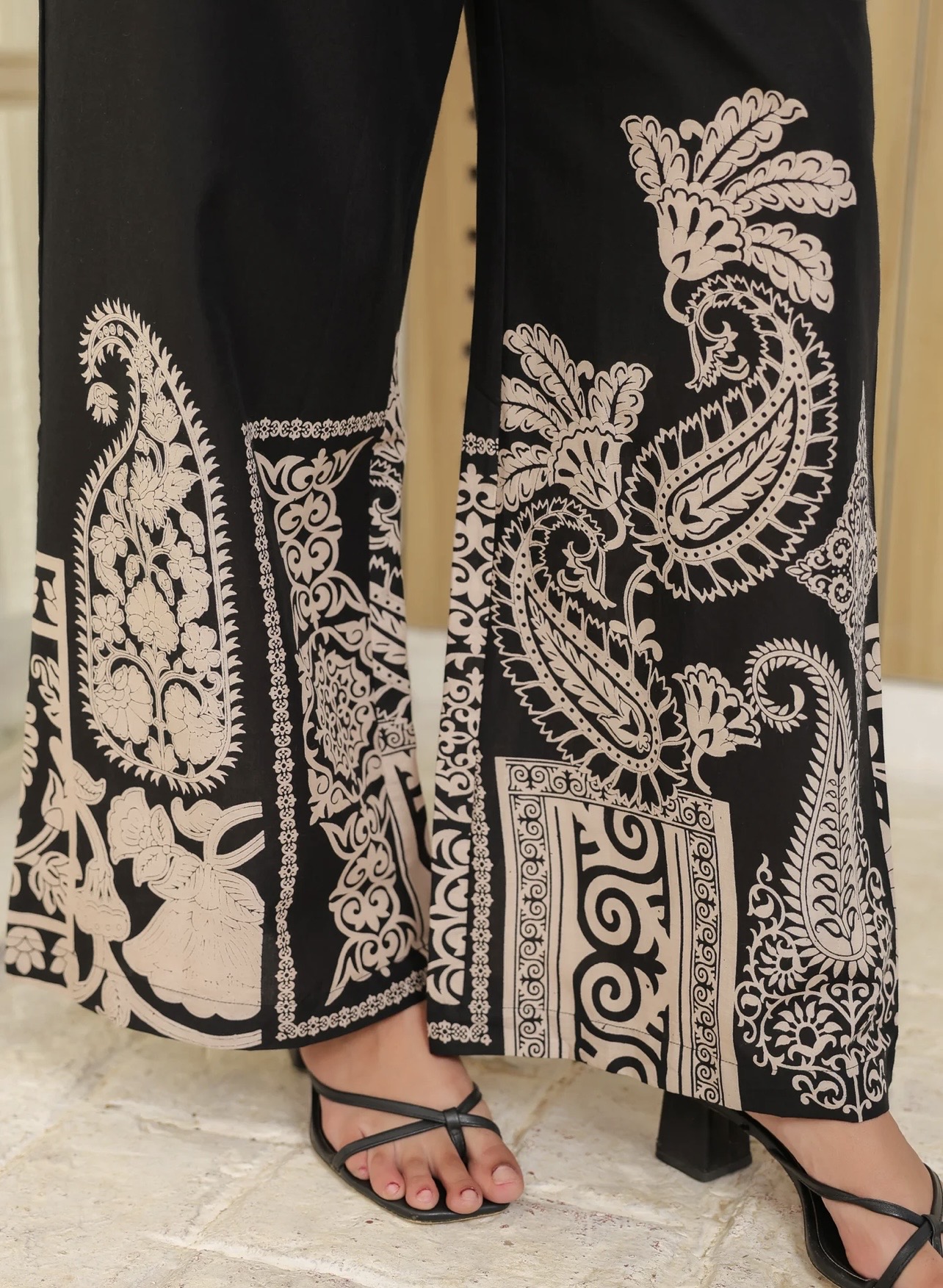black ethnic print cotton co ord set black ethnic print cotton co ord set
