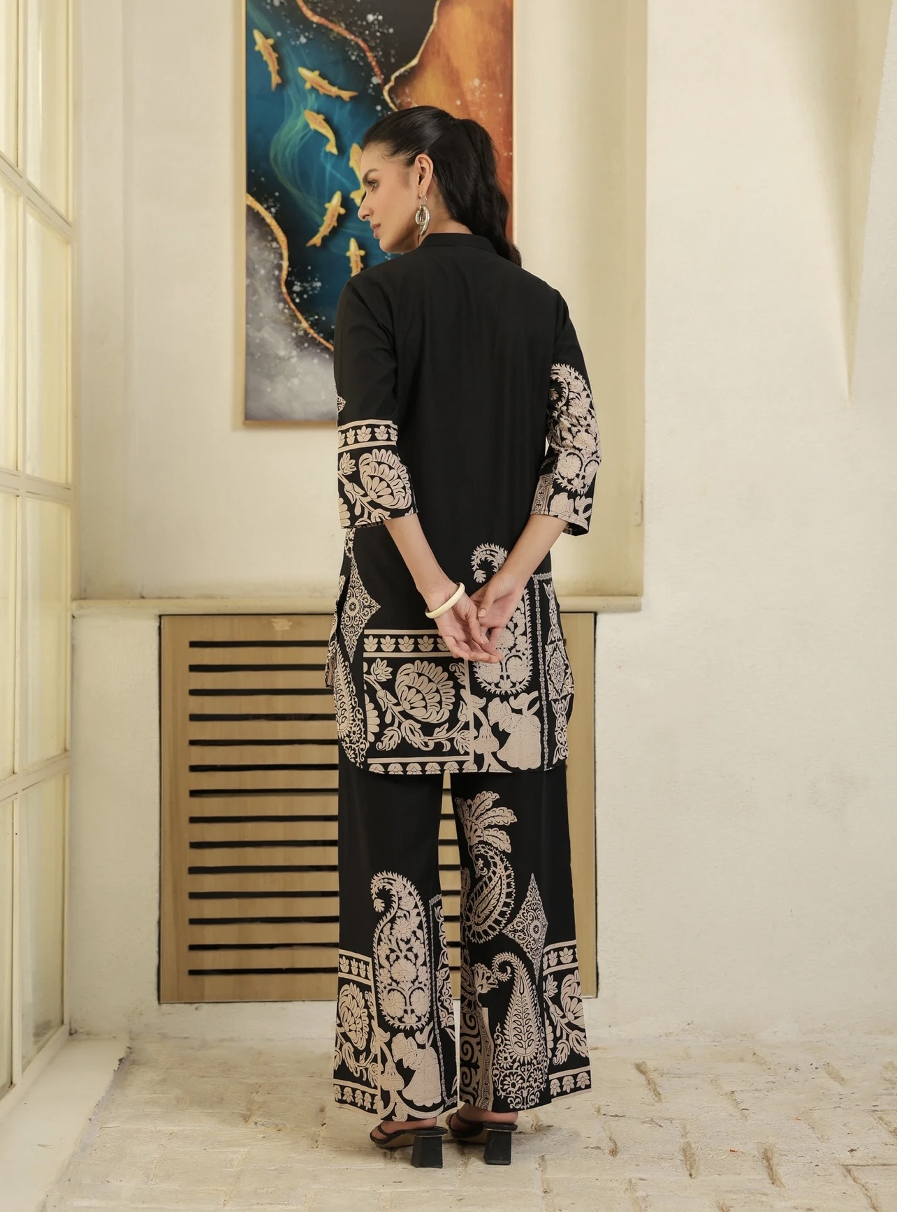 black ethnic print cotton co ord set black ethnic print cotton co ord set