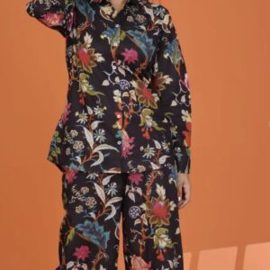 printed shirt collar pure cotton shirt co ord set