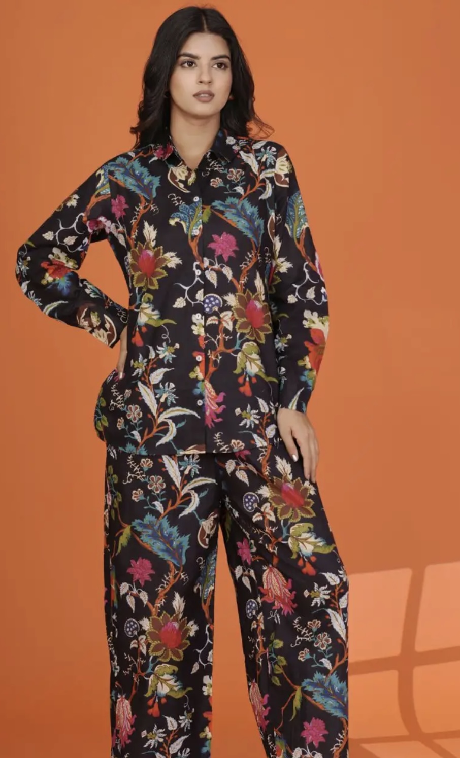 printed shirt collar pure cotton shirt co ord set printed shirt collar pure cotton shirt co ord set