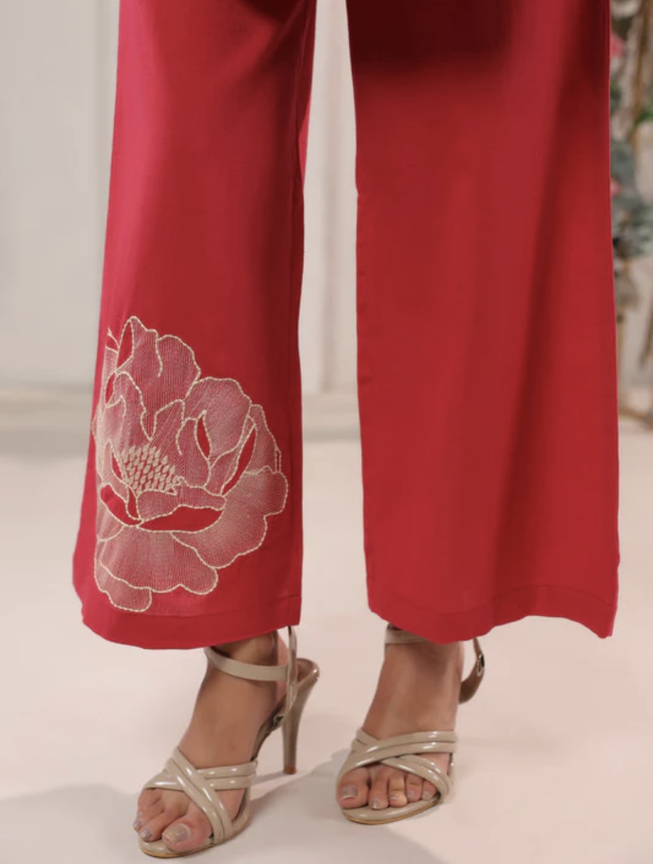 pink botanical floral embroidered cotton flex co ord set pink botanical floral embroidered cotton flex co ord set