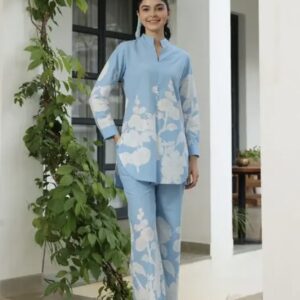 cloud light printed cotton co ord set