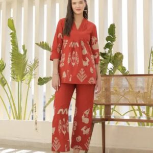 desert coral tropical mist cotton co ord set