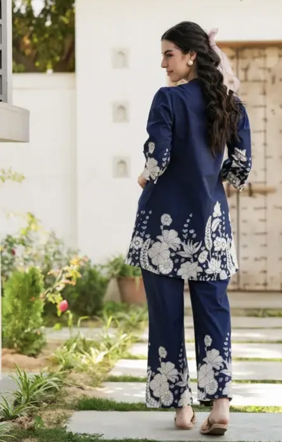 blue botanical floral printed cotton co ord set blue botanical floral printed cotton co ord set