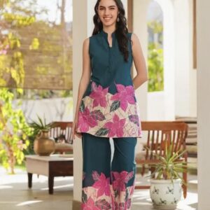 emerald blossom printed cotton co ord set